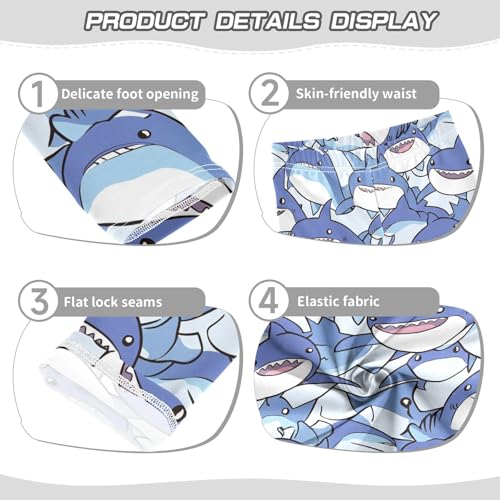 Cute Blue Shark Girls' Leggings Toddler Doodles Cartoon Kids Yoga Pants Dance Active Tights 4T3