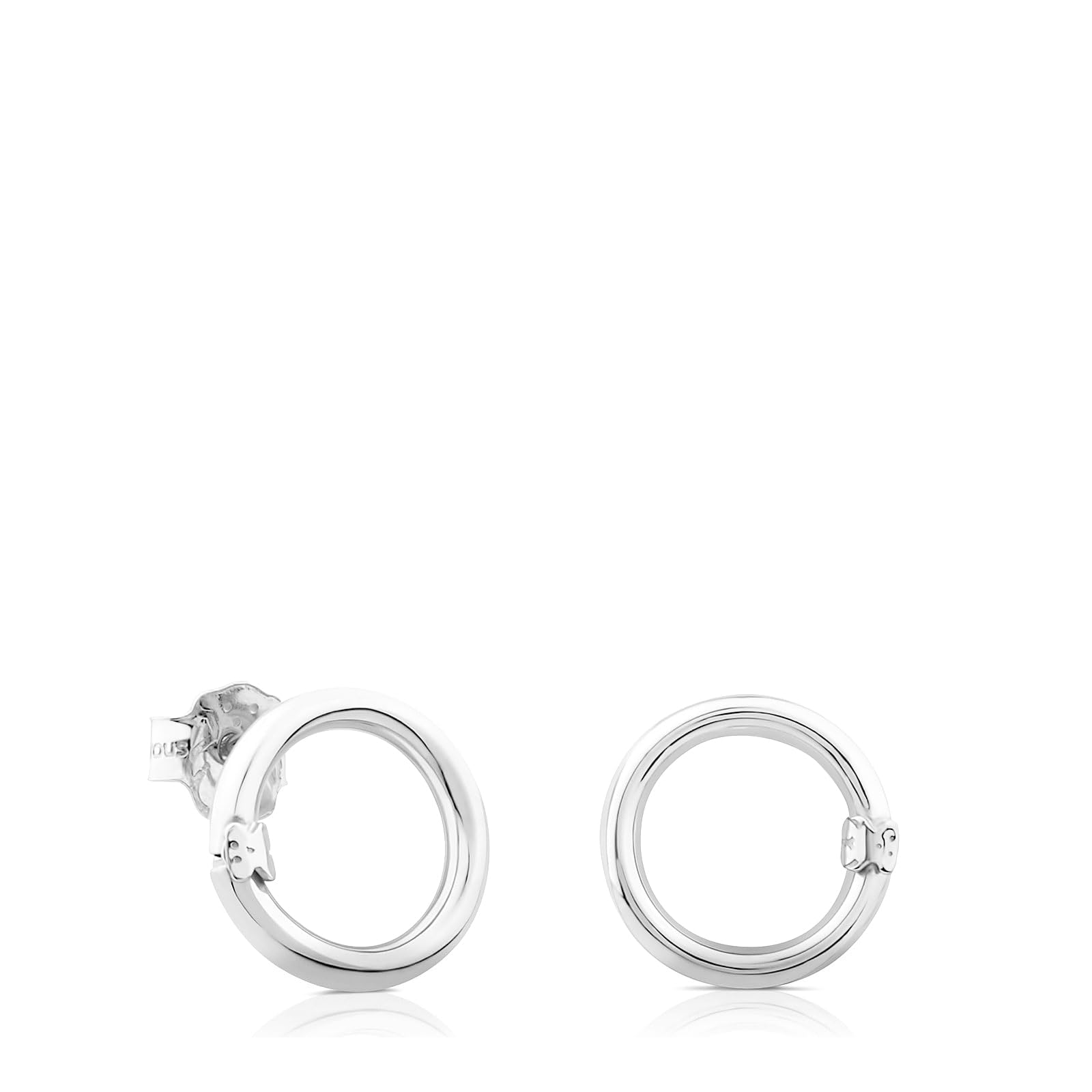 TOUS Pendientes de Anilla de Plata de Primera Ley para Mujer con Cierre de Presión y 1.6cm, Fino y Elegante, Colección Hold