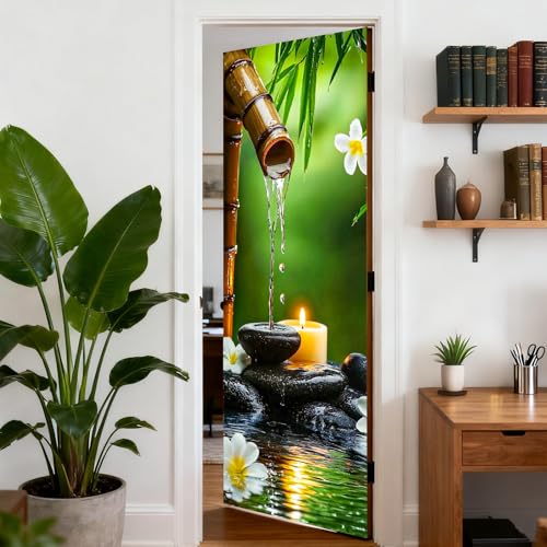 Image of Nuxovilar Bamboo Water Door Sticker 30.3x78.7 Inches PVC Decal