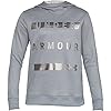 Under-Armour-Womens-Synthetic-Word-Mark-Fleece-Pullover Under Armour Women's Synthetic Word Mark Fleece Pullover, Steel (035)/Flushed Pink, Large