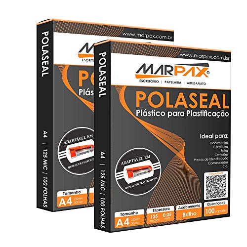 Kit 200un Polaseal A4 0,05mm Plástico para Plastificação