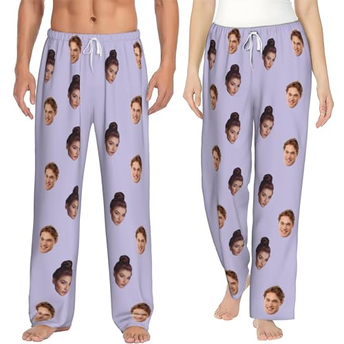 Personalized Pajamas Pants - Custom pajama pants with Photo Face for Men Women - Customised Sleepwear Bottoms for Husband Dad