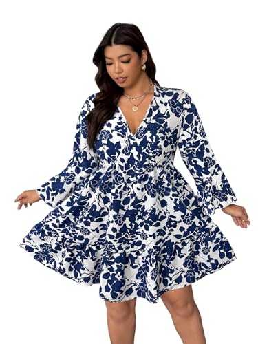 Image of Plus Size Summer Dresses for Women Casual Short Sleeves A Line Midi Dress