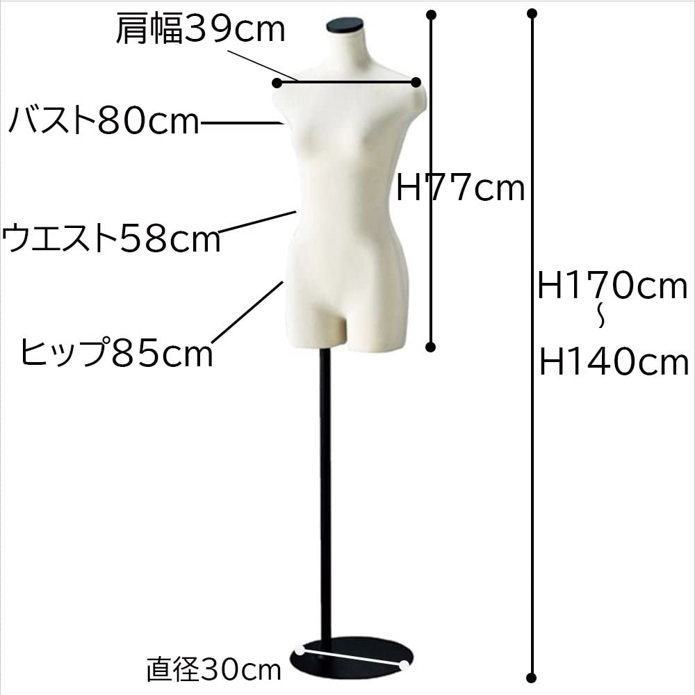 Amazon.co.jp: 婦人 ニット張 トルソー ベース 黒 1台 9号 【 マネキン 