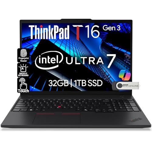 Lenovo ThinkPad T16 Gen 3 Business Laptop 16h FHD+ Display, Intel Ultra 7-155U (Beats i7-1355U), 32GB DDR5 RAM, 1TB SSD, 5MB Web