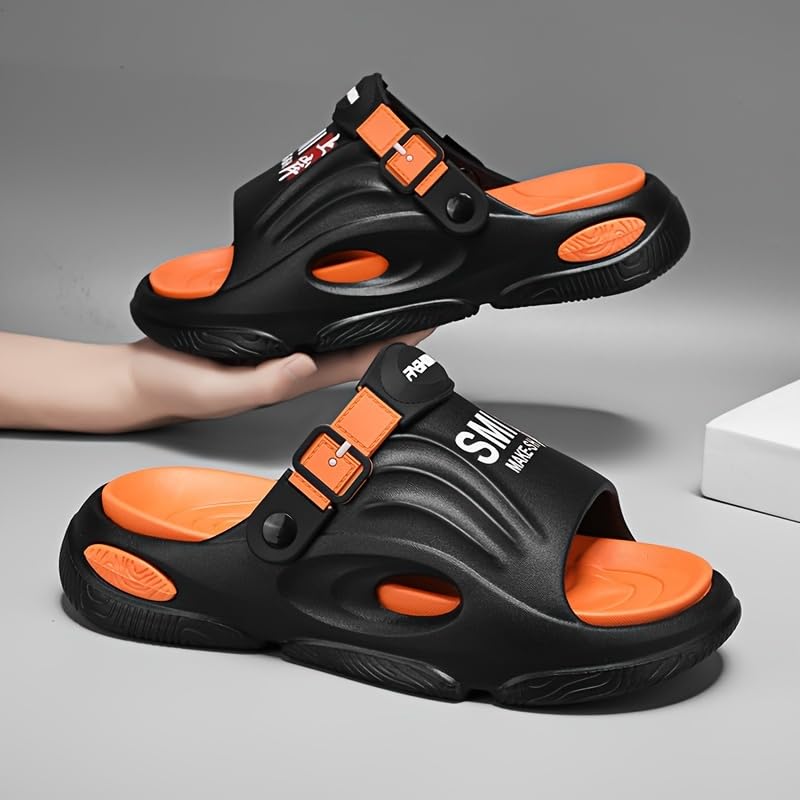 Men's Trendy Street Style Chunky Slippers Sandals, Comfy Non Slip Casual Durable Soft Sole EVA Slides, Men's Sandals4