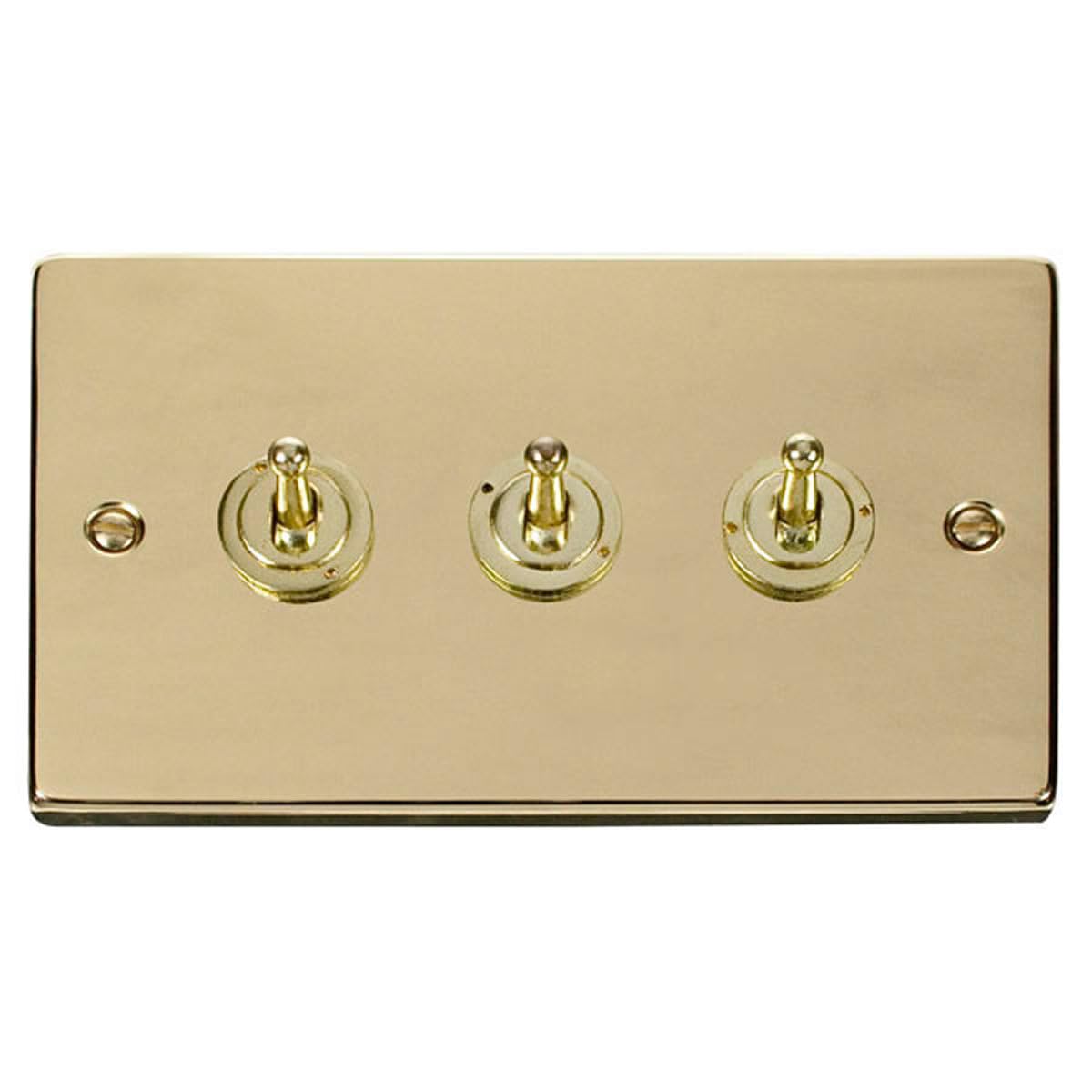 Polished Brass 3 Gang 2 Way 10AX Toggle Light Switch