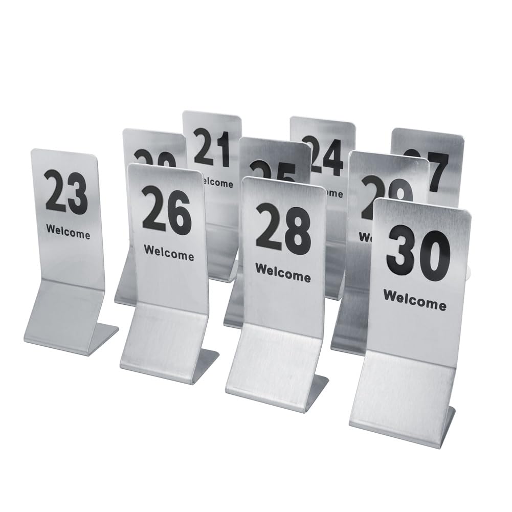10Pcs Double Sided Table Number Cards for Wedding Banquet Party (21-30)
