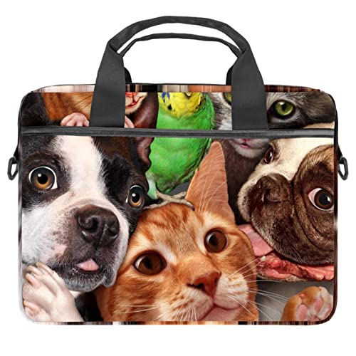 Sac d'ordinateur 13 pouces antichoc motif chats chiens et perruches