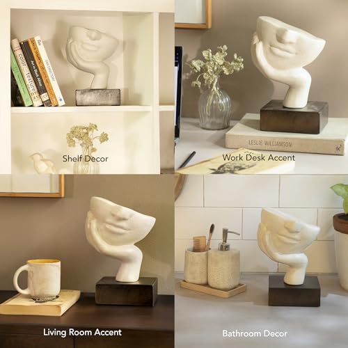 Image of Ellementry Restive Face Ecomix Sculpture 32 cm Tall, Home Decor Showpiece Figurine for Living Room & Office, Modern Asthetic Tabletop Decorative Accent, Unique Gift Item for Shelf Decoration