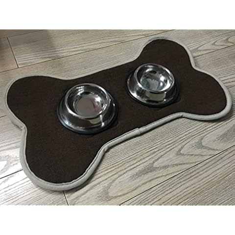 Beatrice Home Fashions BONFMT21CHO Bone Shaped Feeding Mat, Chocolate/Taupe Cover