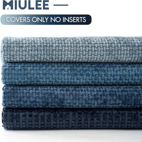Image of MIULEE Pack of 4 Couch Throw Pillow Covers 26x26 Inch Neutral Blue Soft Decorative Chenille Pillow Covers Farmhouse Accent Cushion Covers for Boho Western Spring Home Decor Sofa Bedroom Living Room