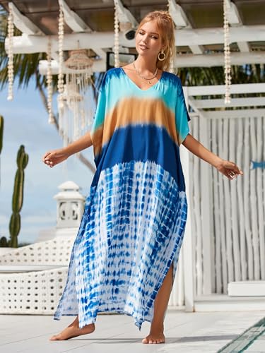Image of Kaftan Dresses for Women Plus Size Bathing Suit Cover up Caftan Maxi Beach Dresses