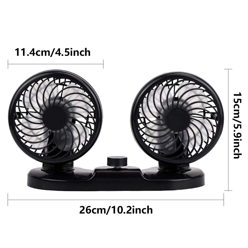Ventilador de refrigeración de aire para coche Riloer 12V, ventilador circulador de aire de doble cabeza, ventilador reposacabezas del asiento trasero, encendedor de cigarrillos alimentado