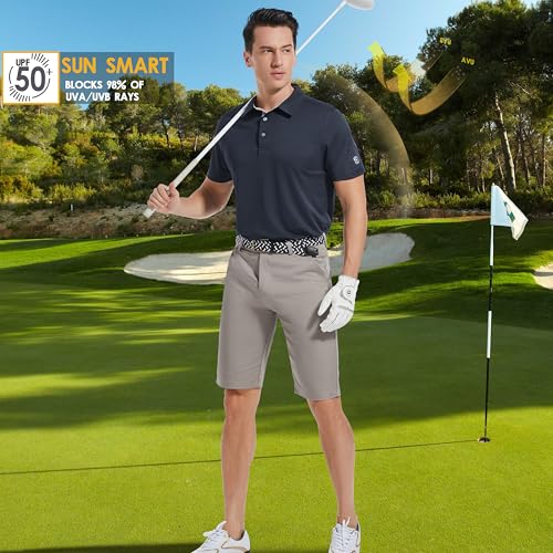 Image of Mens Golf Shirt Short Sleeve Moisture Wicking Dry Fit Performance Solid Pique Collared Golf Polo Shirts for Men