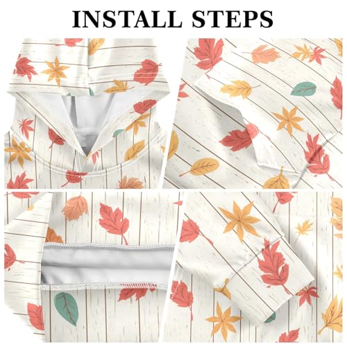 KLL Autumn Leaf on Old White Wooden Unisex Girls Boys Sweatshirts Fashion Active Hoodie with Kangaroo Pocket3