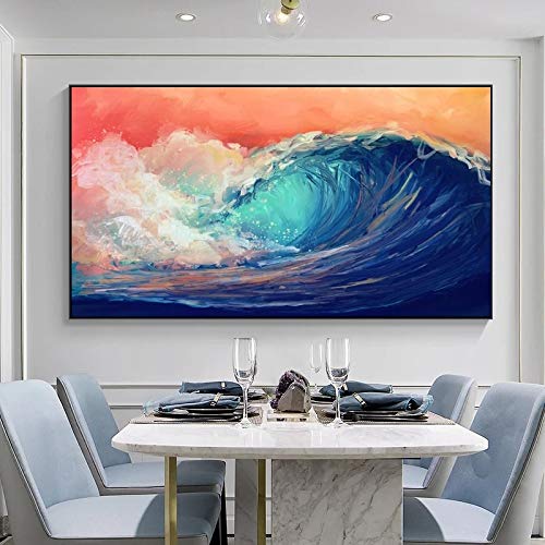 Art abstrait peinture paysage moderne surf tableau contemporain impression sur toile salon 40x80