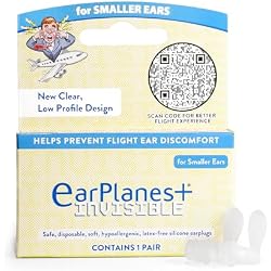 EarPlanes+ Invisible Airplane Travel Ear Protection Clear Low-Profile Design (Small, 1, Count)