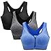 Produktbild Zoerea Sports BH Damen Push Up Zip Front, 3er Pack Impact Yoga Bra, Gr.-L: Fit 80B 80C 85A 85B 85C, Schwarz,grau und Blau