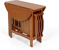 Conjunto Prático Dobrável Mesa 4 Cadeiras Redondo Mel Bar