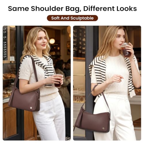 Image of CLUCI Brown Purses for Women, Cute Shoulder Bag, Soft Hobo Handbag Clutch Purse with Adjustable Wide Shoulder Strap