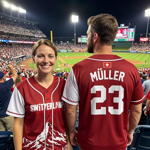 Jersey de béisbol personalizado Suiza - Camisas deportivas Swiss Pride con nombre y número, uniforme de softbol regalo para hombres y mujeres miniatura 2