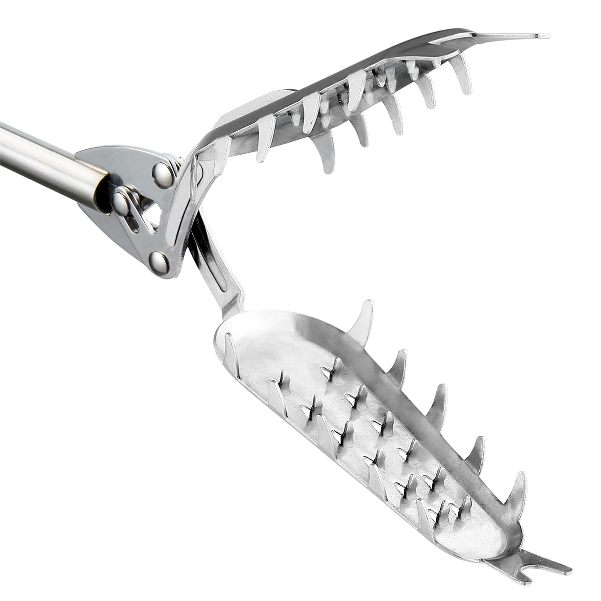FTH Premium Stainless Steel Grabber Reacher Pickup Tool Heavy Duty Trash Picker Log BBQ Fireplace pits Snake Tongs (49 inch)