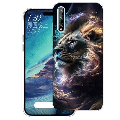 WUACYEAMING Cover per Huawei P Smart S,Cover Case in Silicone Trasparente Ultra Sottile e Leggera, Anti Ingiallimento Custodia con Antiurto, Anti-Graffio e Retro TPU-(leone)