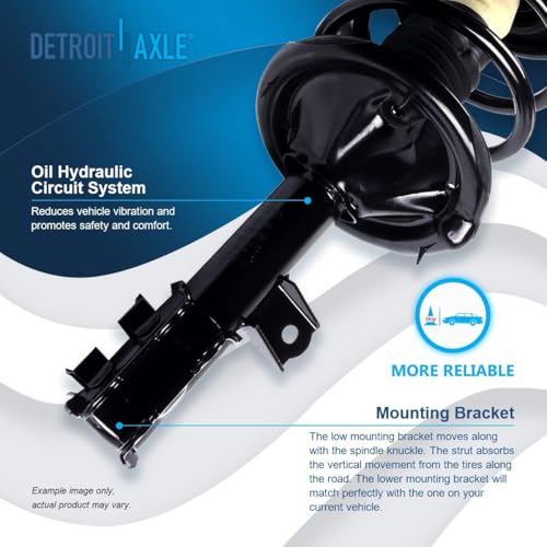 Image of Detroit Axle - 4pc Front Steering Knuckles with Wheel Hub Bearings Struts with Coil Springs Replacement for 2007-2010 Hyundai Elantra w /4-Wheel ABS