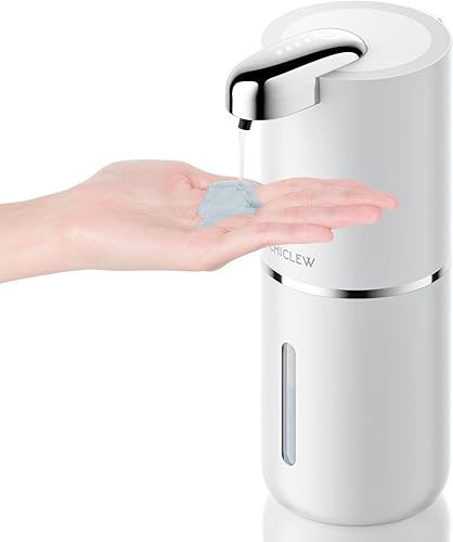 Dispensador automático de jabón sin contacto, 13.5 fl oz14 onzas líquidas, dispensadores de líquidos recargables con 4 niveles ajustables,