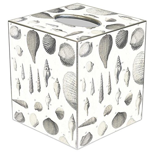 Grey Shells Paper Mache Tissue Box Cover