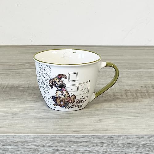 KIUB Schüssel mit Henkel – Motiv Hund – feines Porzellan – Fassungsvermögen 550 ml