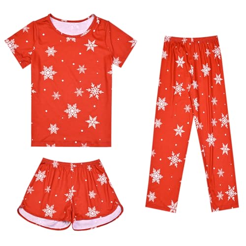 Image of Mirawise Girls 3 Pc Pajamas Sleepwear Cotton Pjs Clothes Set 4-13 Years