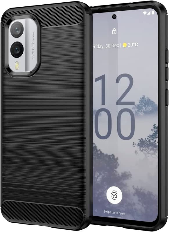 Image of NPRC Hybrid Ultra Slim Protective Case TPU Non-Slip Carbon Fiber Texture Shockproof Case Cover for Nokia X30 5g - Black