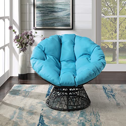 Image of OSP Designs Alloy Steel, Polypropylene, Foam, Textile Papasan Chair (Blue Cushion, Gray Frame)
