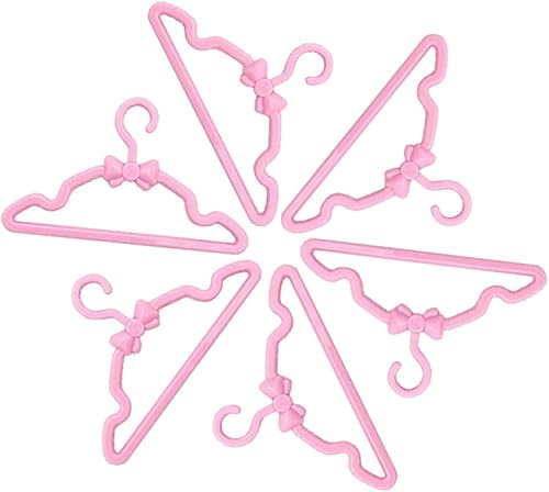 Miniatura 4 de E-TING 60 piezas de mini perchas de ropa para muñecas, perchas pequeñas de plástico mezcladas para ropa de muñeca de 11.5 pulgadas, vestido