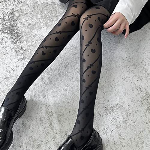 Image of Cute Patterned Pantyhose Tights for Women Valentine's Day