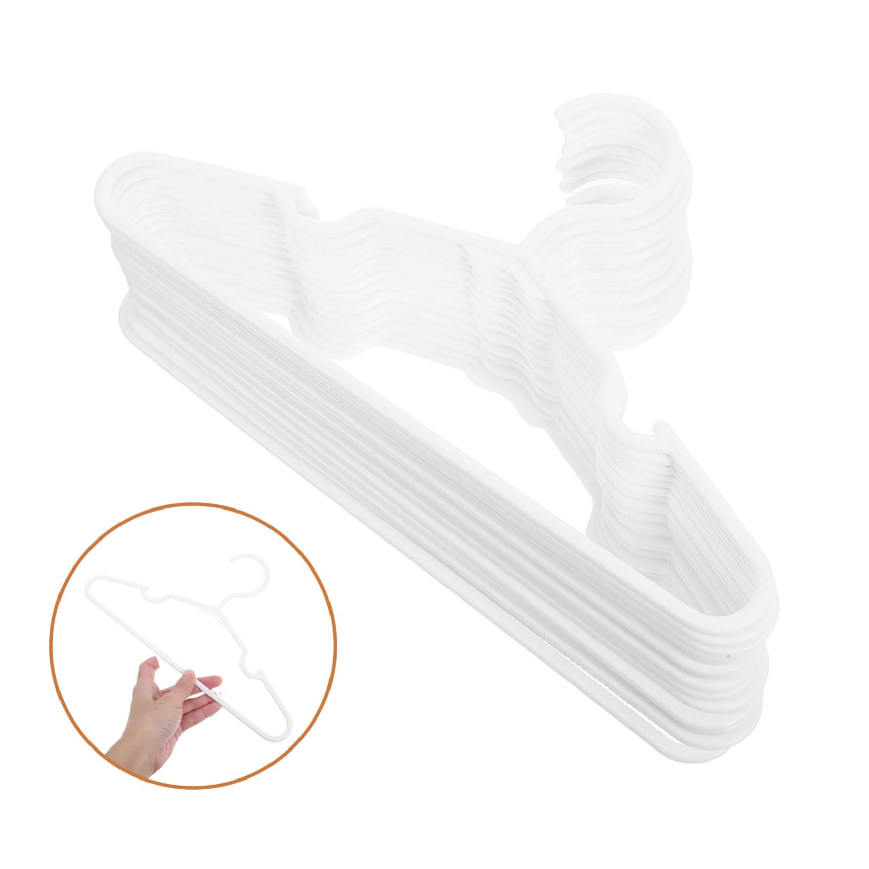 Mobestech Kleiderbügel 50 Stück Packung für Kinder und Babykleidung aus Kunststoff Weiß Platzsparend rutschfest Formstabil für Kleiderschrank und Wäsche