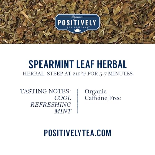 Image of Positively Tea Company, Organic Spearmint Leaf, Herbal Tea, Loose Leaf, USDA Organic, 1 Pound Bag