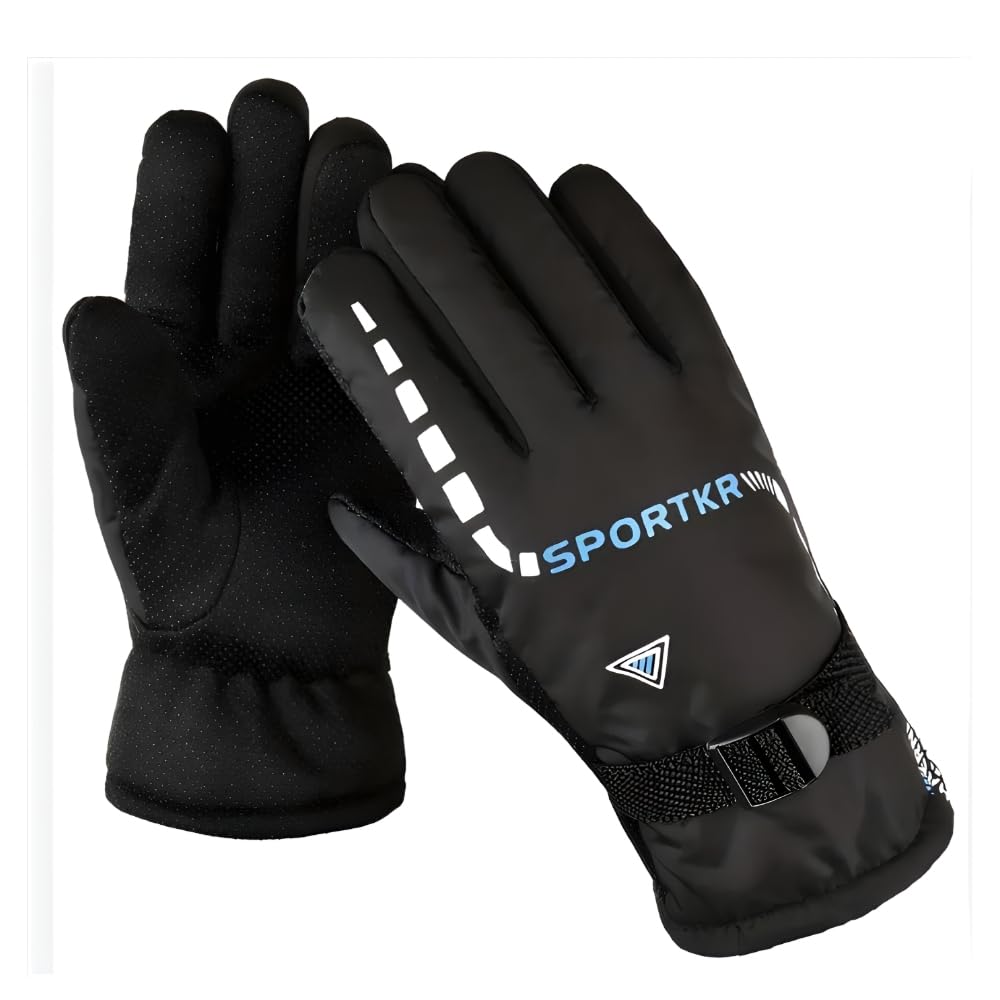 K D Full Finger Winter Gloves for Men & Women with Fur Inside | Warm, Windproof, Waterproof, Scratch-Proof Thermal Gloves | Ideal for Biking, Riding & Cold Weather (Gloves Black Sport pack of 02)-image-16
