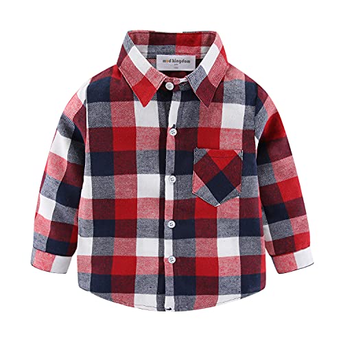 Image of Mud Kingdom Boys Plaid Flannel Shirt Long Sleeve Button Down Casual
