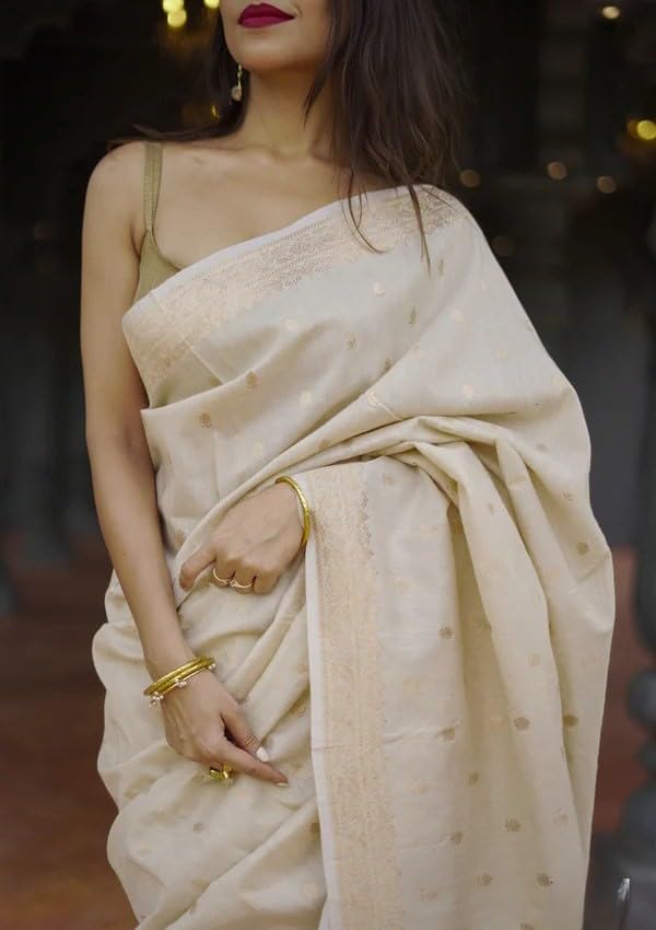 Image of Flosive inchBanarasi Kanjivaram Style Art Silk Saree for Women with Jacquard Weaving, Soft Fabric, Rich Pallu and Blouse Piece inch