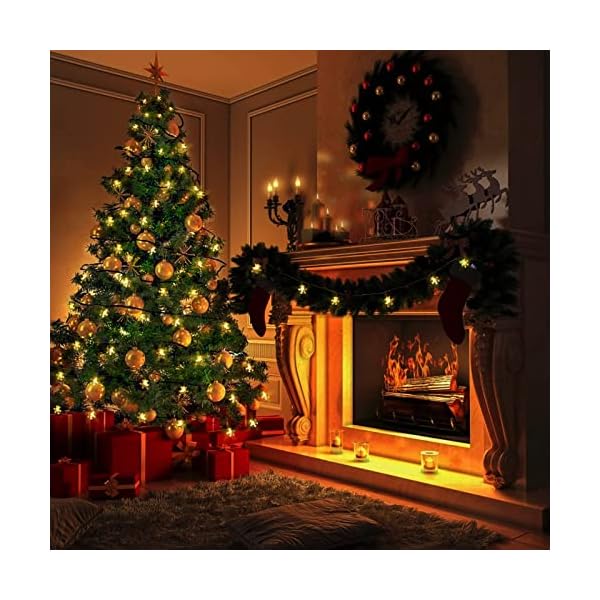 MOOB Weihnachten Schneeflocke Lichterkette , LED Batteriebetriebene Lichterketten,Weihnachtslichter,6M 40 LED mit… – Bild 4