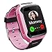 GPS Kinder Smartwatch Telefon - Touchscreen Kinder Smartwatch mit Anruf Sprachnachricht SOS Taschenlampe Digitalkamera Wecker, Geschenk für Kinder Junge Mädchen Student Pink