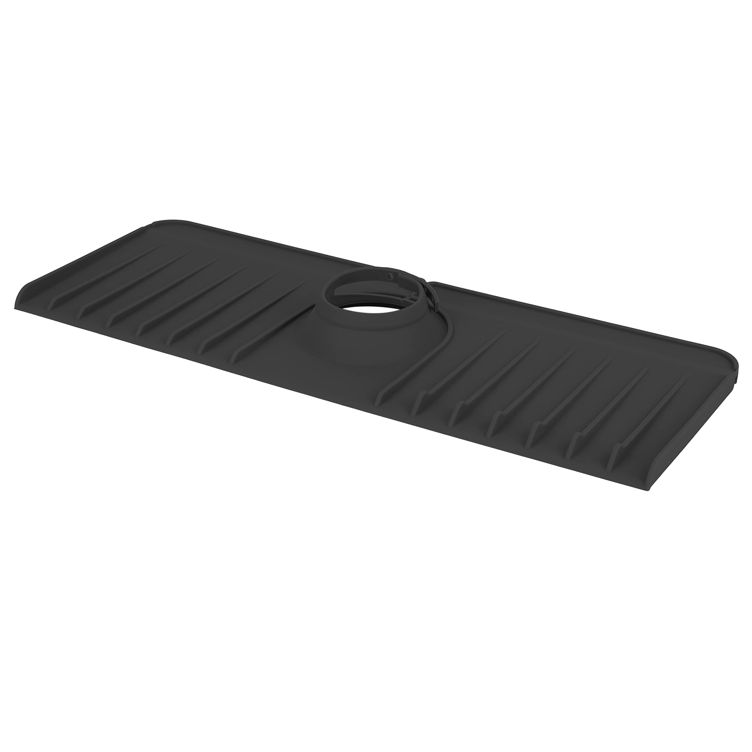 Naikit's SMALL (14 inch) silicone kitchen sink mat splash guard is a great water drip catcher and counter protector for bathrooms RVs, and farmhouses. MEASURE FAUCET BASE BEFORE PURCHASE.