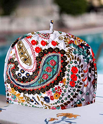 Image of Cotton Tea Cozy Decorative Insulated Tea Cosy Teapot Cozies Dust Cover to Keep Tea Warm, Kitchen Home Decro for Mom, Wife, Friends (White)
