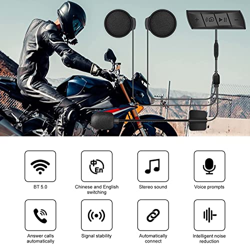 Image of amiciAuto Bluetooth 5.0 Helmet Headset, Wireless Over-Ear Headphone for Motorcycle Riders with Auto-Call Answer, Voice Assistant and Noise Cancellation