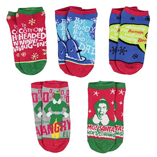 Elf The Movie Buddy The Elf Sayings 5 Pairs Of Mix And Match No Show Ankle Socks For Women