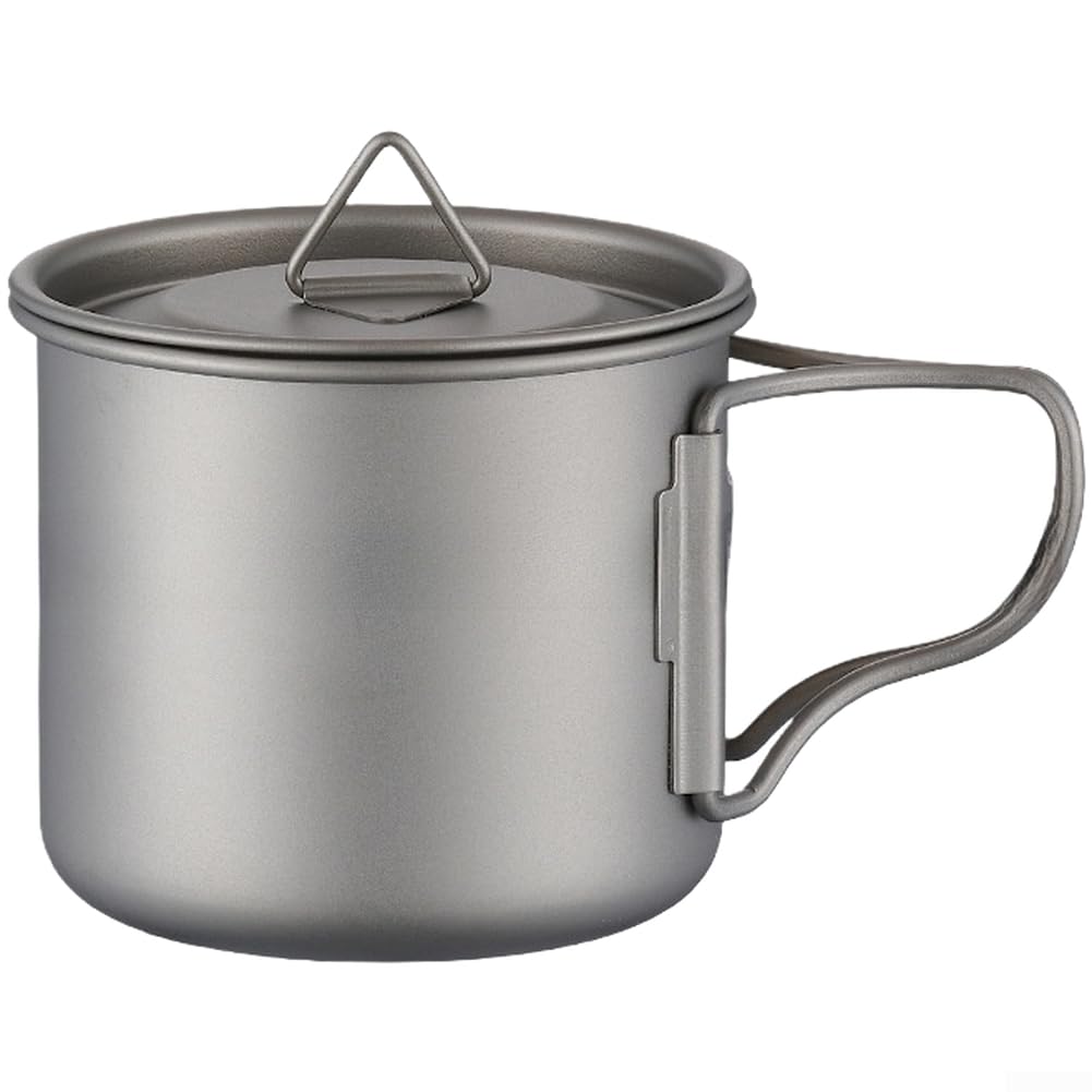 Bouteille d'eau portable en titane avec poignée pliable conçue pour le camping, la randonnée, les voyages en plein air, matériau léger et TI (750 ml)
