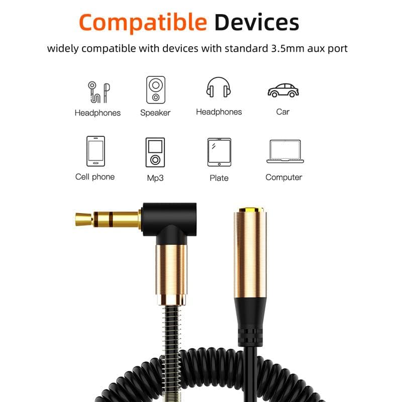 Cable Audio Espiral Jack 3.5mm 90° Ángulo miniatura 2